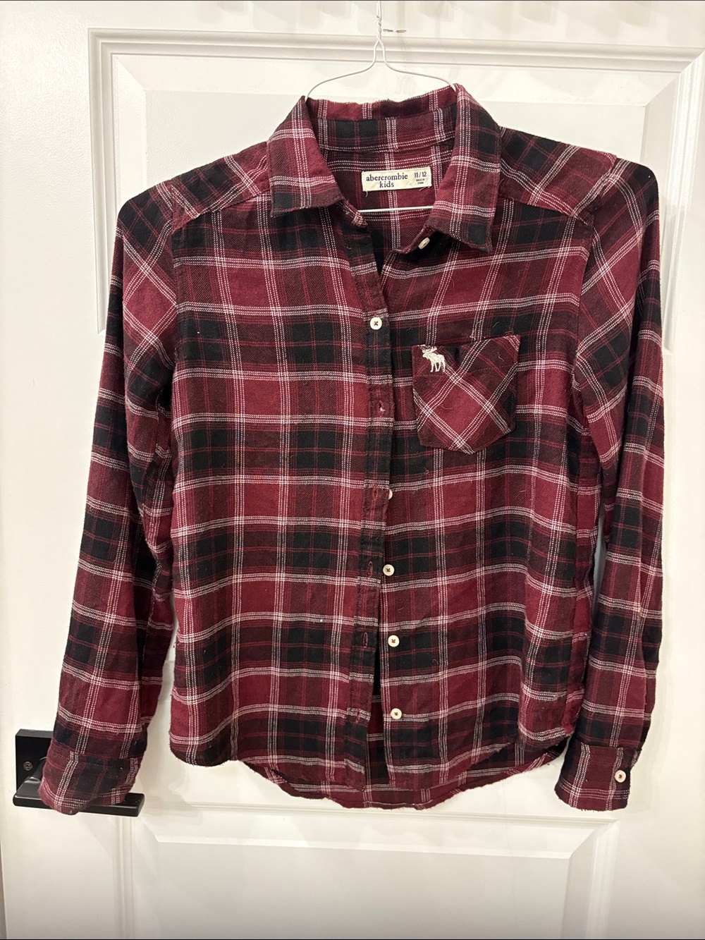 Abercrombie & Fitch Red and Black Plaid Flannel Shirt